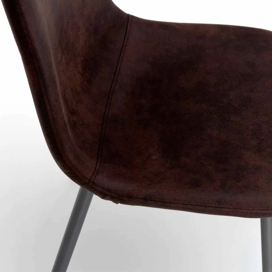 Scaun de zi cu design modern din piele imitație, Elice, 4 piese Viadurini