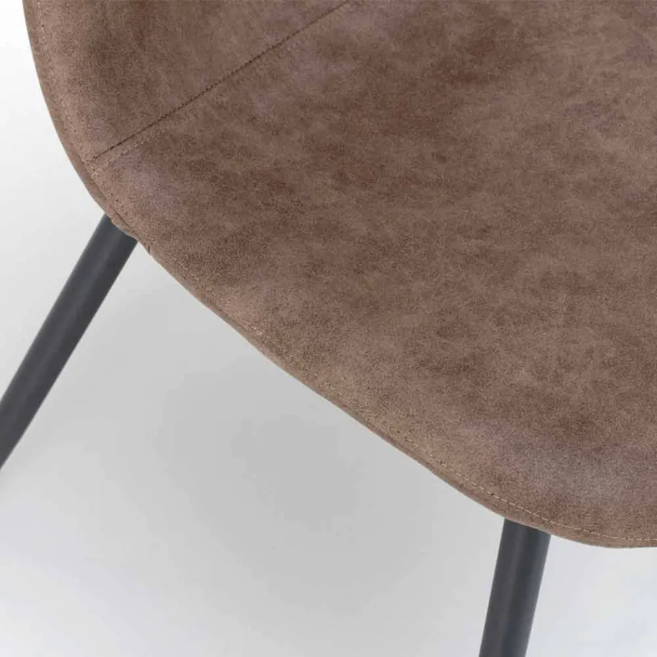 Scaun de zi cu design modern din piele imitație, Elice, 4 piese Viadurini