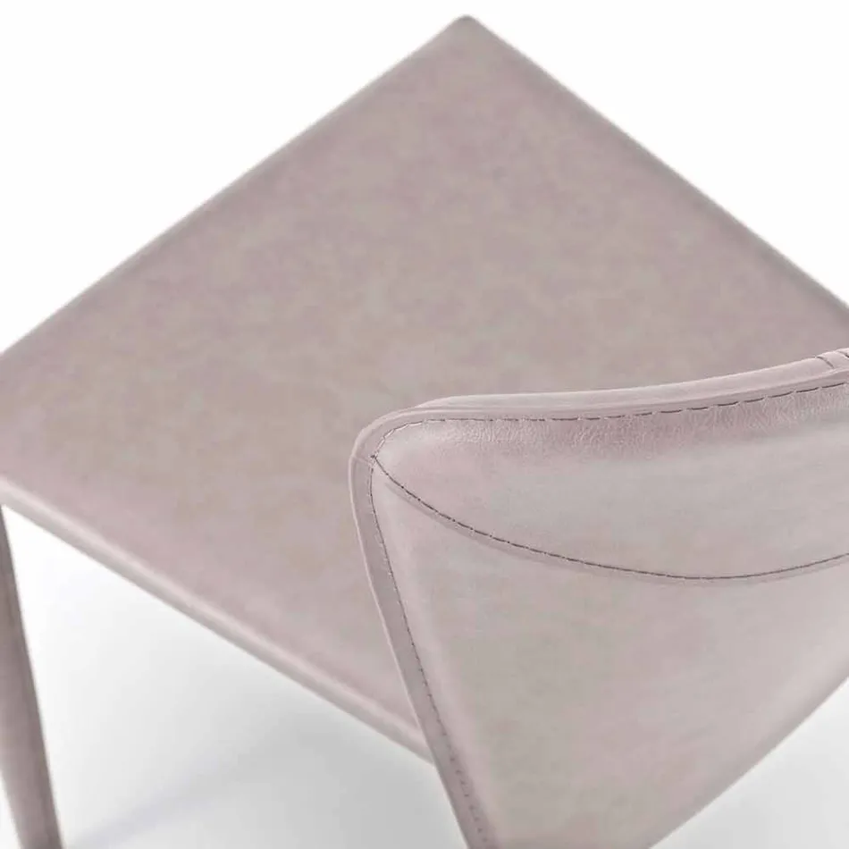 Scaun modern, acoperit complet din imitație de piele, Accadia,  4 piese Viadurini