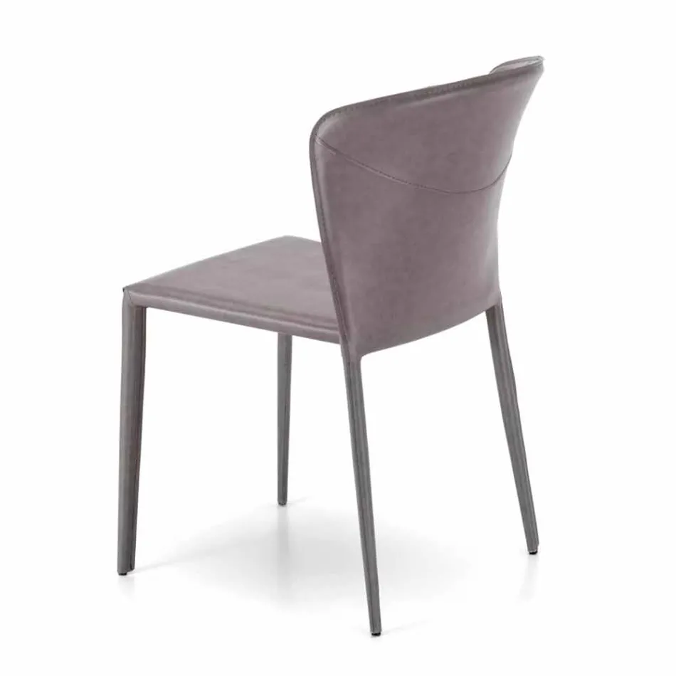 Scaun modern, acoperit complet din imitație de piele, Accadia,  4 piese Viadurini