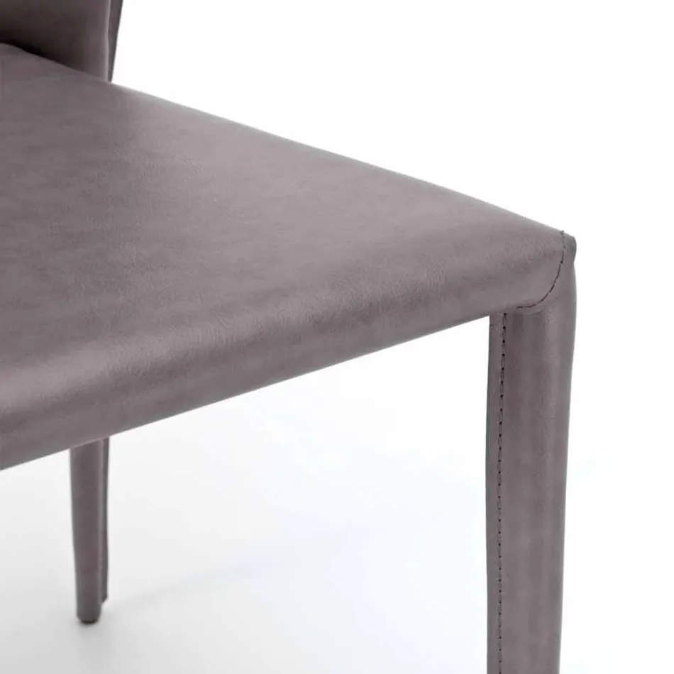 Scaun modern, acoperit complet din imitație de piele, Accadia,  4 piese Viadurini