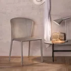 Scaun modern, acoperit complet din imitație de piele, Accadia,  4 piese Viadurini