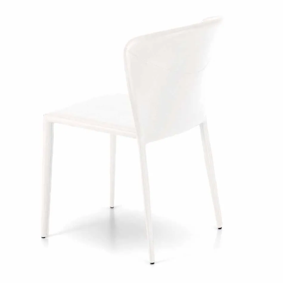 Scaun modern, acoperit complet din imitație de piele, Accadia,  4 piese Viadurini