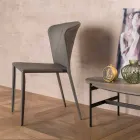 Scaun modern, acoperit complet din imitație de piele, Accadia,  4 piese Viadurini