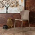 Scaun modern, acoperit complet din imitație de piele, Accadia,  4 piese Viadurini