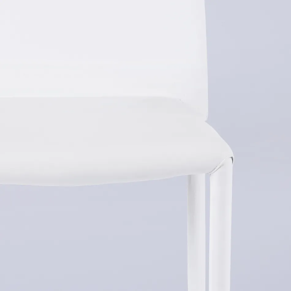 Scaun de living modern din piele ecologica si metal Made in Italy - Reka Viadurini