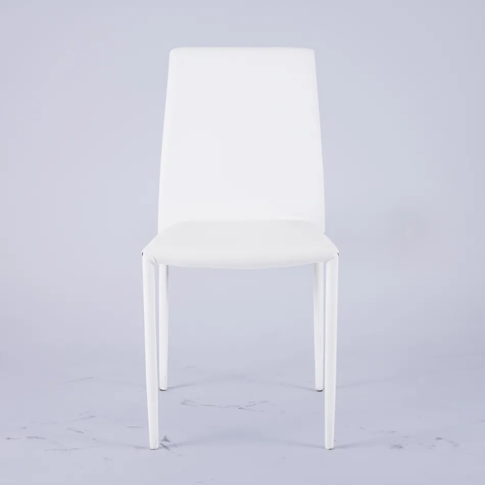 Scaun de living modern din piele ecologica si metal Made in Italy - Reka Viadurini