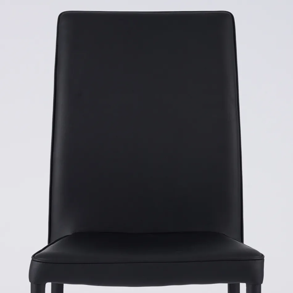 Scaun de living modern din piele ecologica si metal Made in Italy - Michaela Viadurini