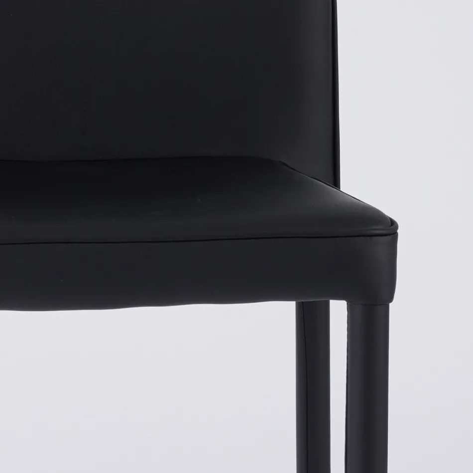 Scaun de living modern din piele ecologica si metal Made in Italy - Michaela Viadurini