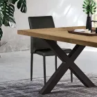 Scaun de living modern din piele ecologica si metal Made in Italy - Michaela Viadurini