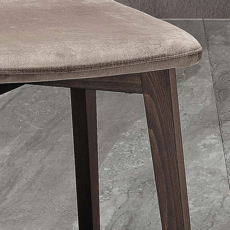 Scaun modern cu design elegant din catifea matlasata si lemn - Scarat Viadurini