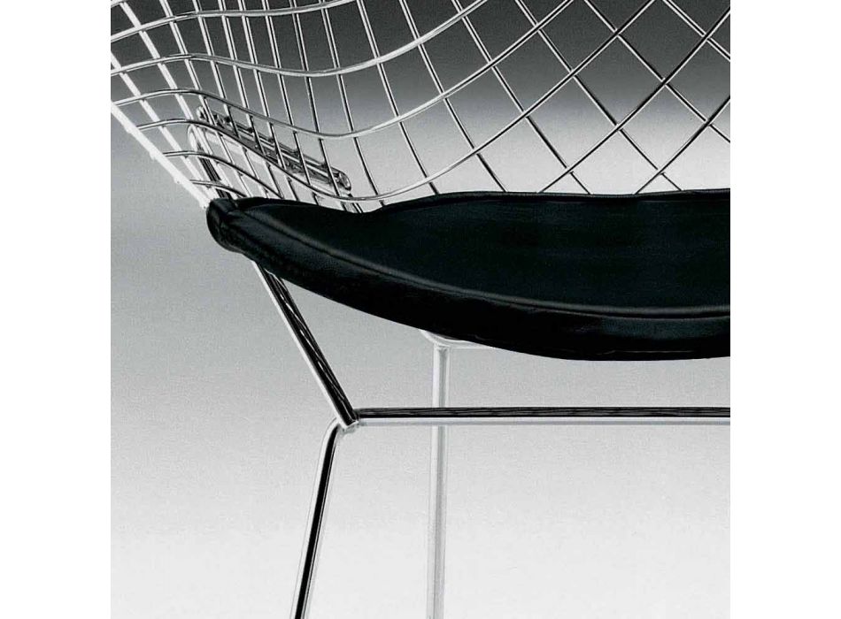 Scaun modern din oțel cu scaun din piele de lux Made in Italy - Beniamino Viadurini