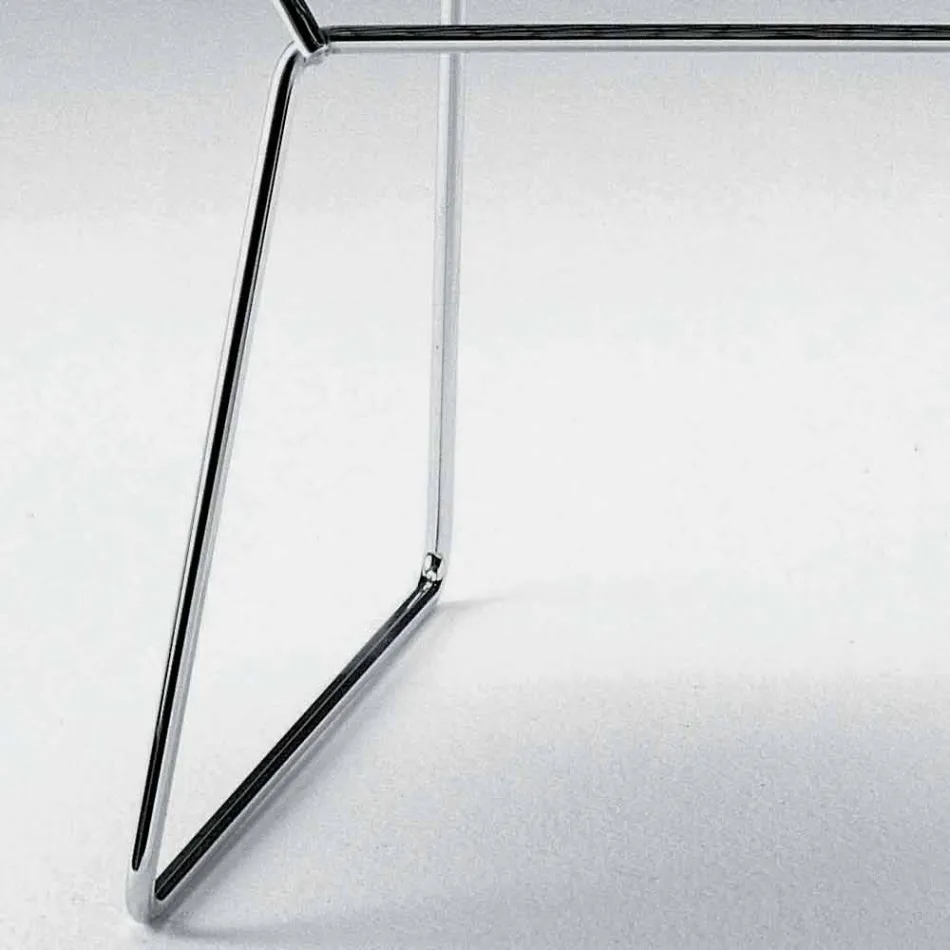 Scaun modern din oțel cu scaun din piele de lux Made in Italy - Beniamino Viadurini