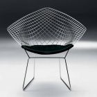 Scaun modern din oțel cu scaun din piele de lux Made in Italy - Beniamino Viadurini