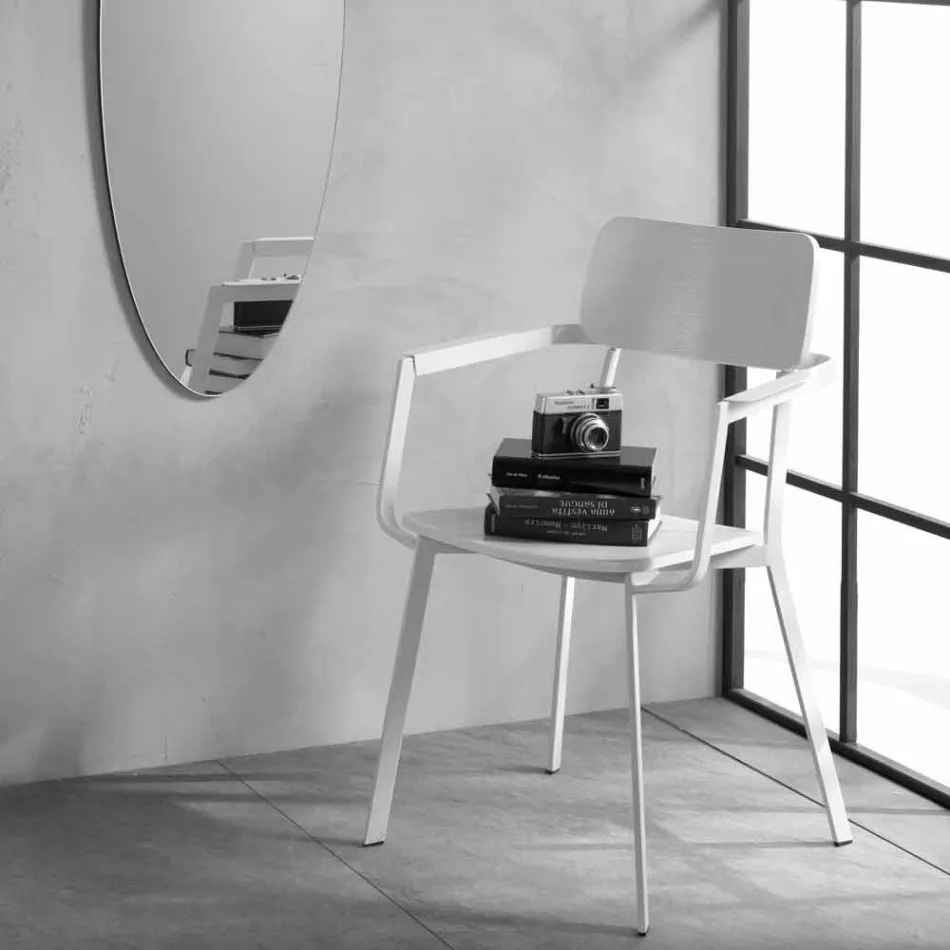 Scaun modern din lemn cu structură metalică vopsită, 4 bucăți - Habibi Viadurini