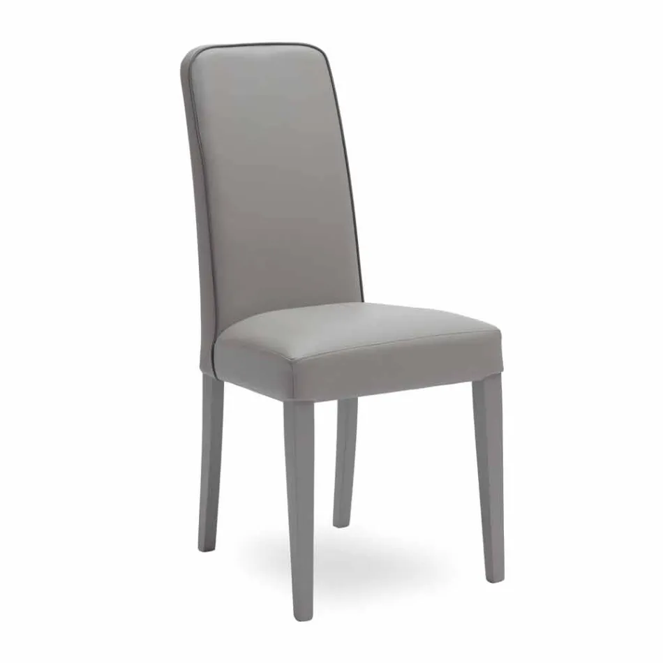 Scaun modern din lemn de fag si piele Fanny, 4 pz Viadurini