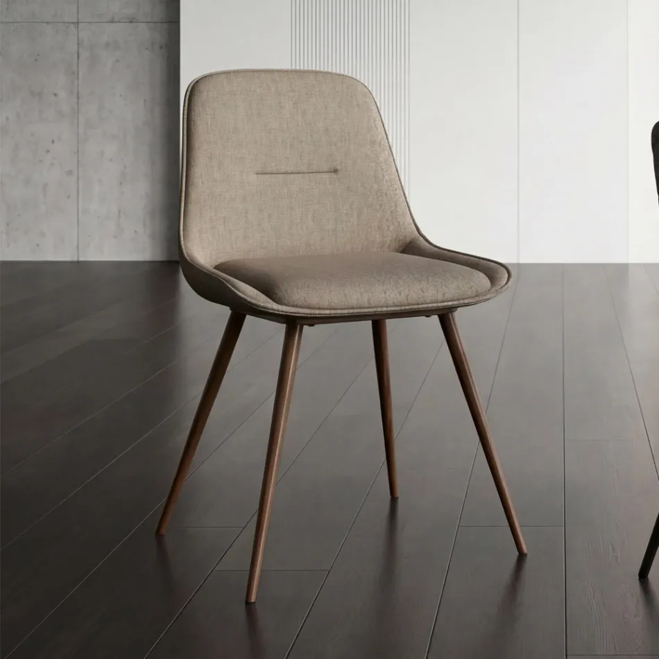 Scaun modern din metal și material textil rezistent la pete, gri porumbel sau antracit - Canova Viadurini