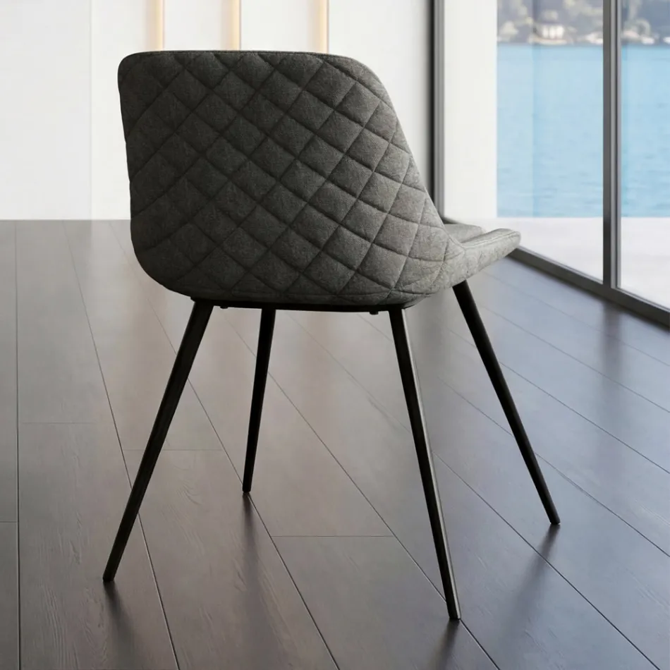 Scaun modern din metal și material textil rezistent la pete, gri porumbel sau antracit - Canova Viadurini