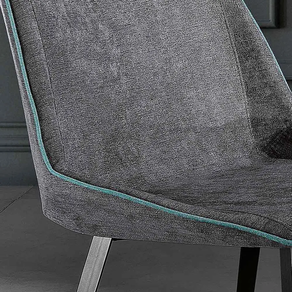 Scaun modern din material textil si picioare triunghiulare fabricat in Italia, Oriella Viadurini