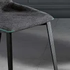 Scaun modern din material textil si picioare triunghiulare fabricat in Italia, Oriella Viadurini
