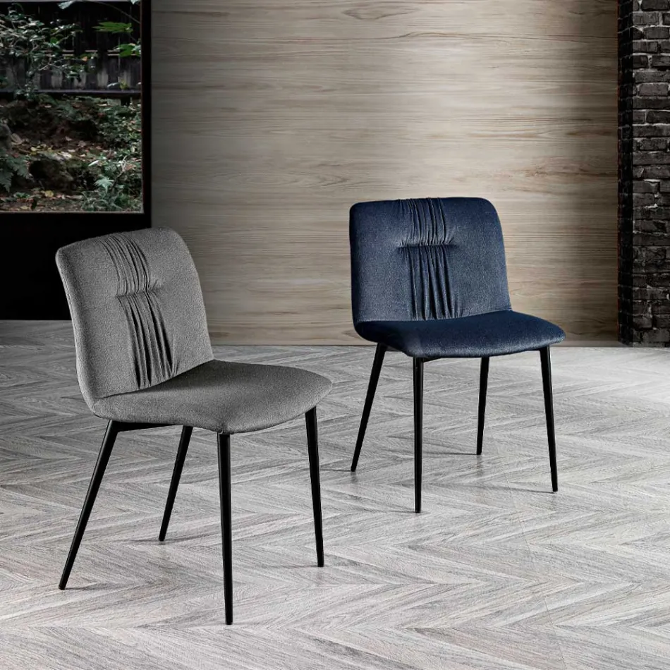 Scaun monococ din țesătură colorată și design metal negru - Florinda Viadurini