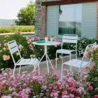 Scaun de stivuit exterior acoperit cu pulbere realizat în Italia, 4 bucăți - Amina Viadurini