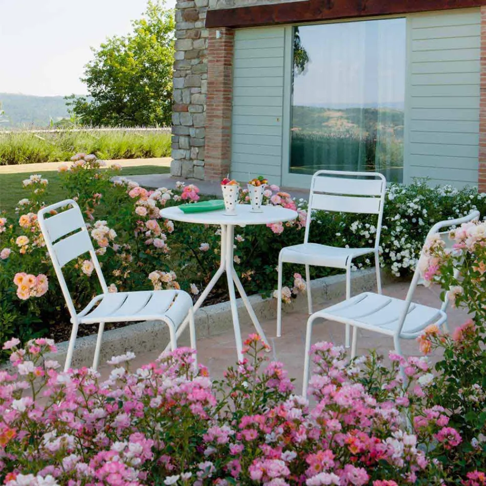 Scaun de stivuit exterior acoperit cu pulbere realizat în Italia, 4 bucăți - Amina Viadurini