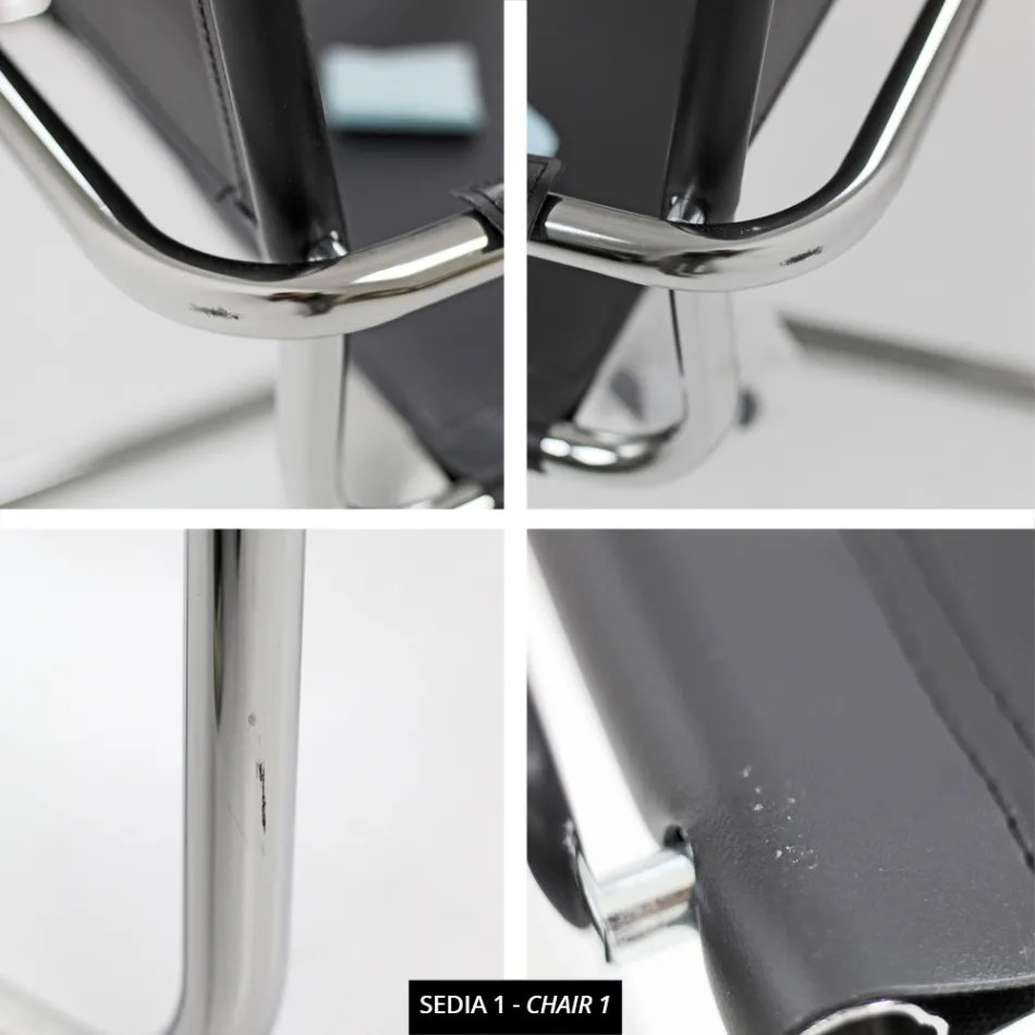 Scaun de sală de conferințe sau ședințe din piele neagră și metal – Cirillo1/2 Viadurini