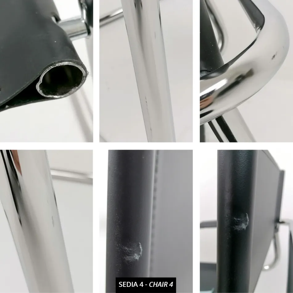 Scaun de sală de conferințe sau ședințe din piele neagră și metal – Cirillo3/4 Viadurini