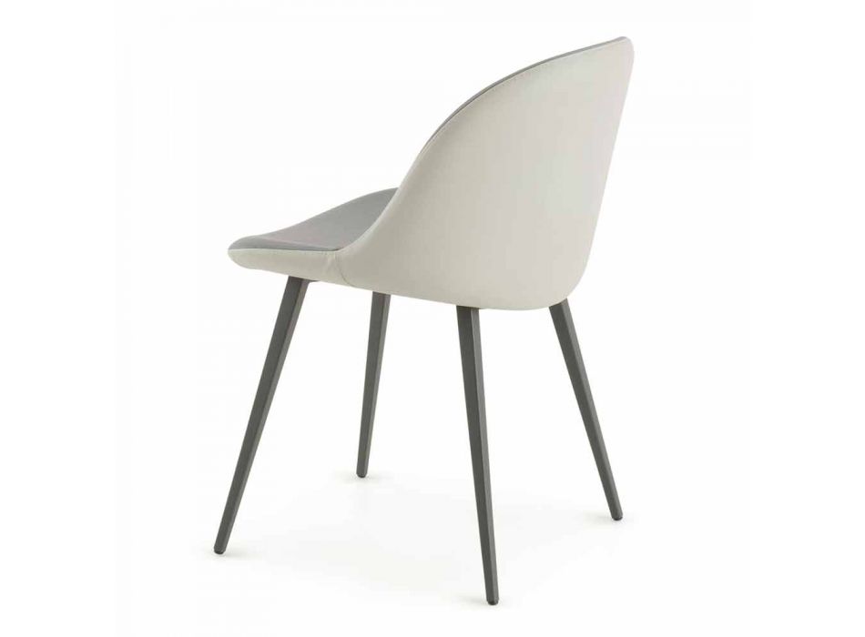 Scaun de sufragerie cu scaun din piele ecologică Fabricat în Italia, 2 bucăți - Nobelio Viadurini