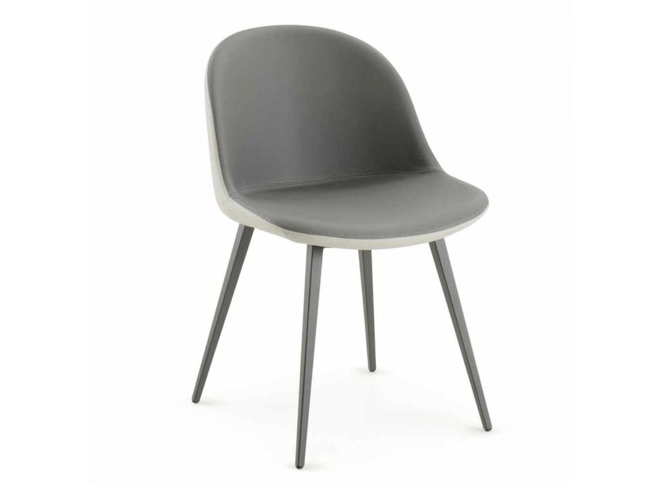 Scaun de sufragerie cu scaun din piele ecologică Fabricat în Italia, 2 bucăți - Nobelio Viadurini