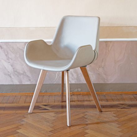 Scaun de Sufragerie cu Design Modern din Piele Made in Italy - Simba Viadurini