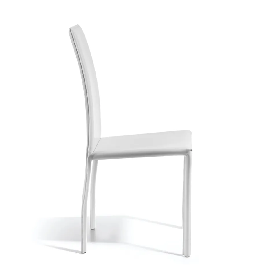 Scaun de sufragerie de designer imbracat in piele Made in Italy - Sissy Viadurini