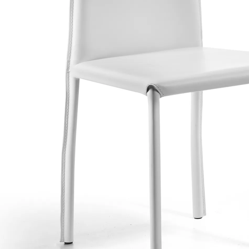 Scaun de sufragerie de designer imbracat in piele Made in Italy - Sissy Viadurini