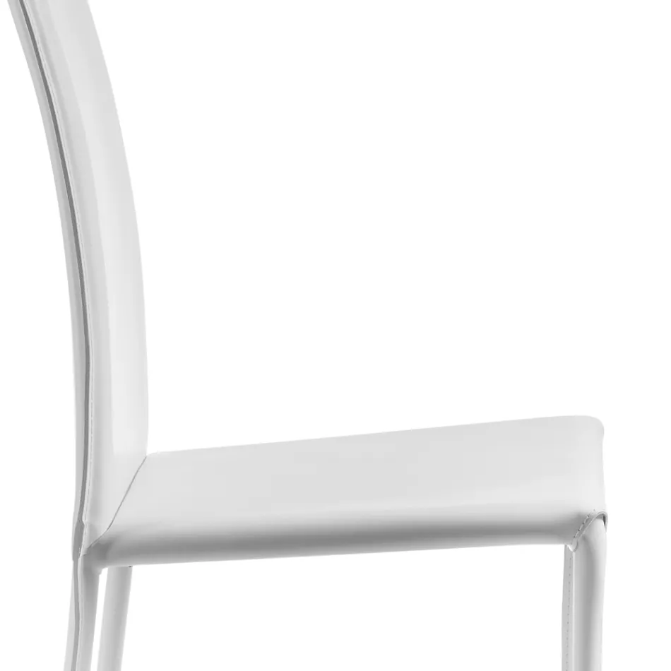 Scaun de sufragerie de designer imbracat in piele Made in Italy - Sissy Viadurini