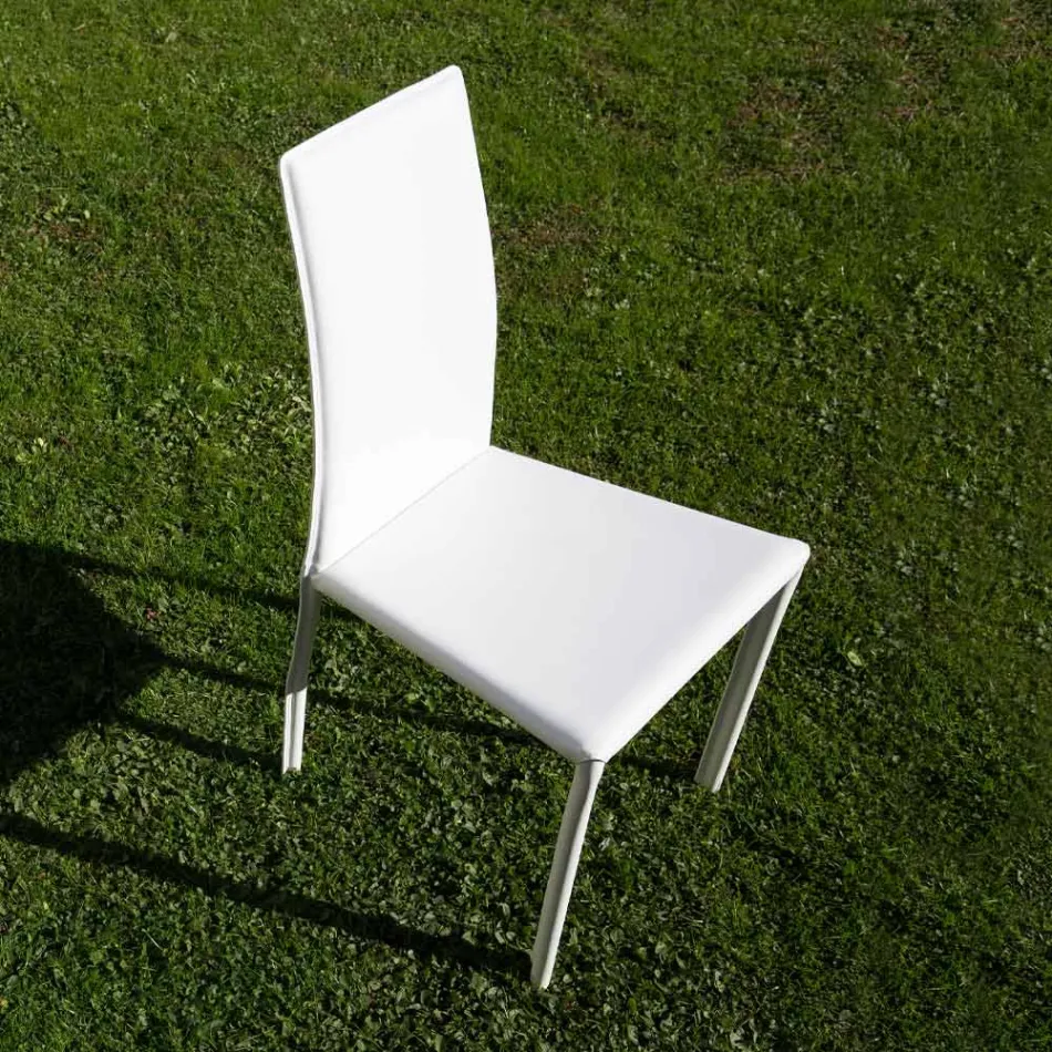 Scaun de sufragerie de designer imbracat in piele Made in Italy - Sissy Viadurini