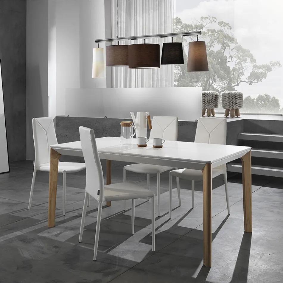 Scaun de sufragerie stivuibil din piele sintetica din 4 piese - Siberia Viadurini