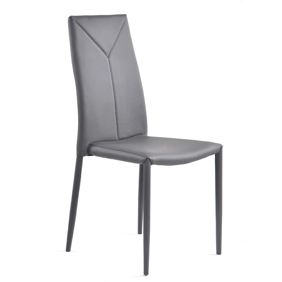 Scaun de sufragerie stivuibil 4 piese din piele sintetica - Siberia Viadurini