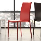 Scaun de Sufragerie din Metal Tapițat cu Piele, 4 Bucuri - Nadia Viadurini