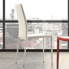 Scaun de Sufragerie din Metal Tapițat cu Piele, 4 Bucuri - Nadia Viadurini