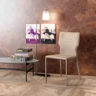 Scaun de sufragerie din metal tapițat în piele, 4 bucăți - Titty Viadurini