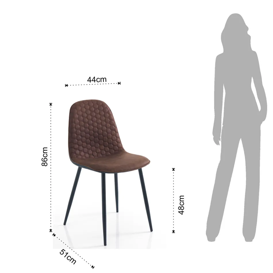 Scaun de sufragerie din microfibra si metal negru mat 4 piese - Jake Viadurini