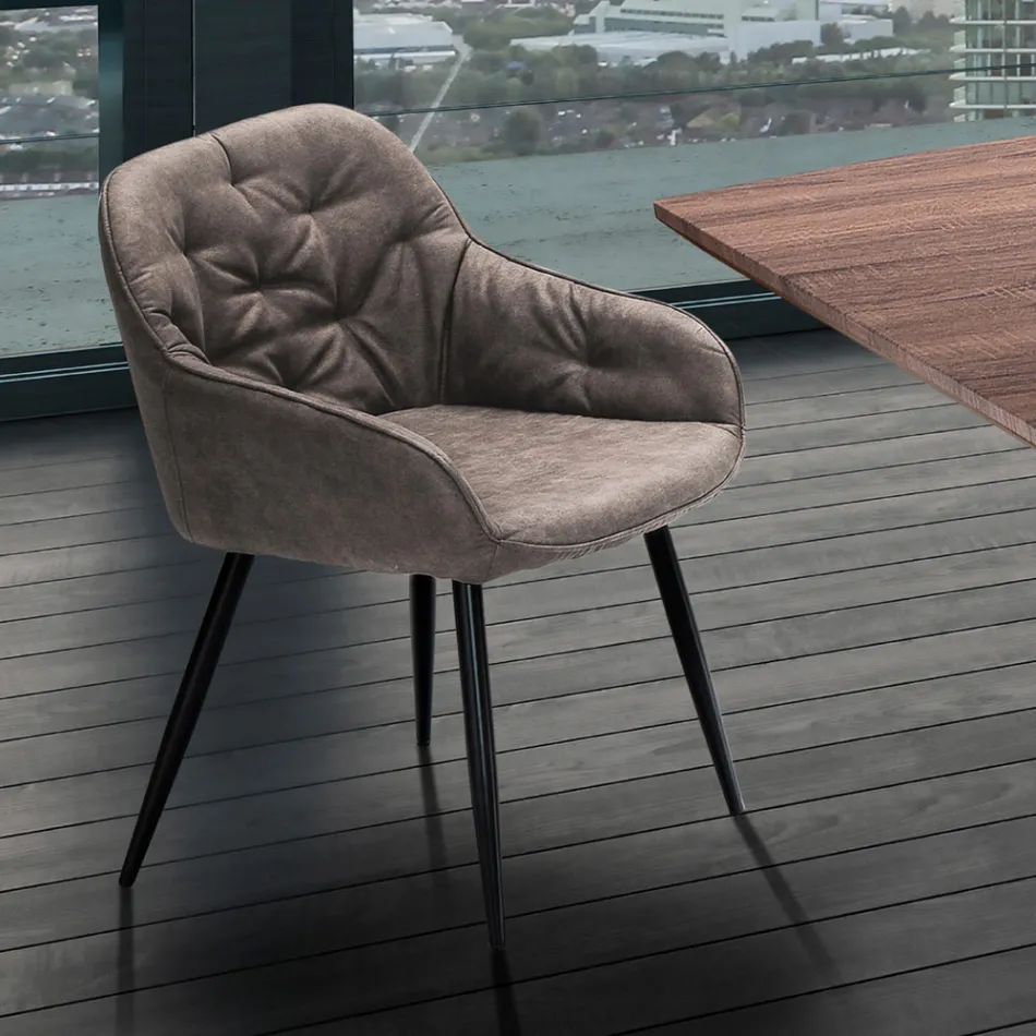 Scaun de Sufragerie din Piele Efect Invechit 2 Piese - Garbina Viadurini