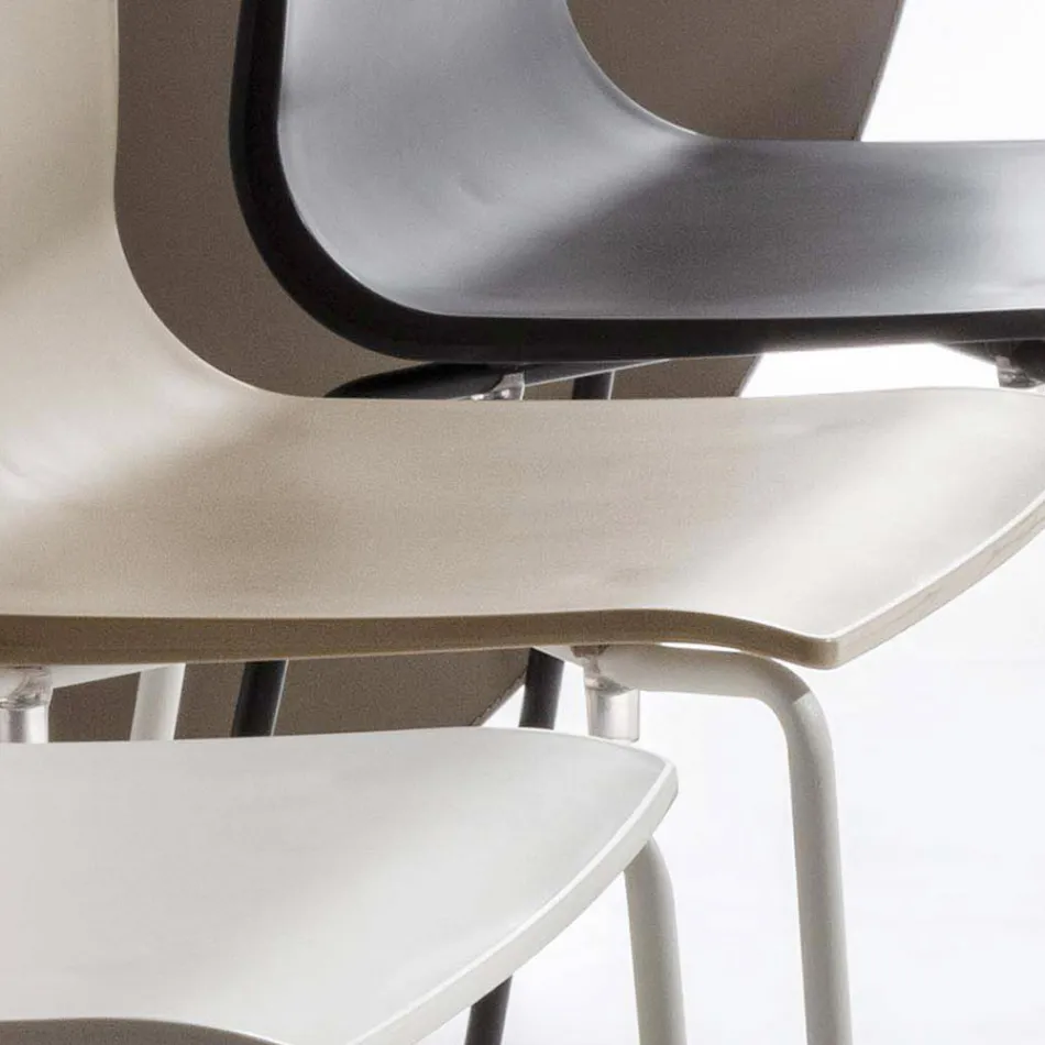 Scaun de sufragerie din polipropilenă cu bază metalică, 4 bucăți - Alina Viadurini