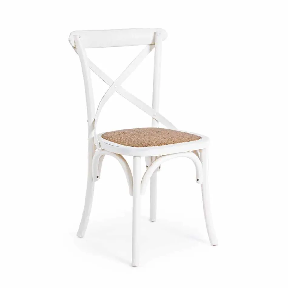 Scaun de sufragerie din Rattan și lemn Design clasic Homemotion - Meridia Viadurini