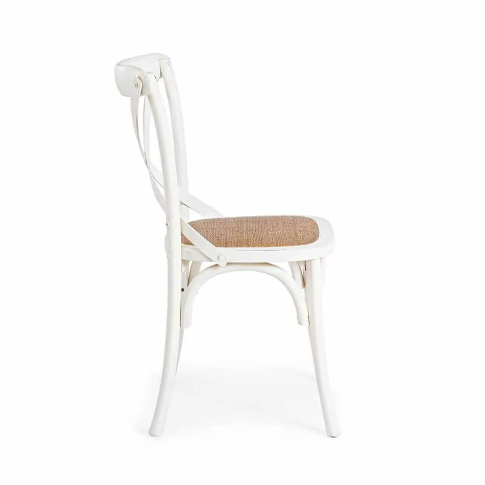 Scaun de sufragerie din Rattan și lemn Design clasic Homemotion - Meridia Viadurini