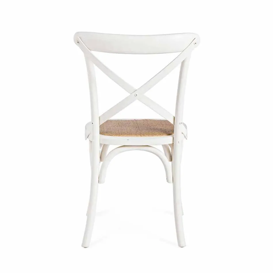 Scaun de sufragerie din Rattan și lemn Design clasic Homemotion - Meridia Viadurini