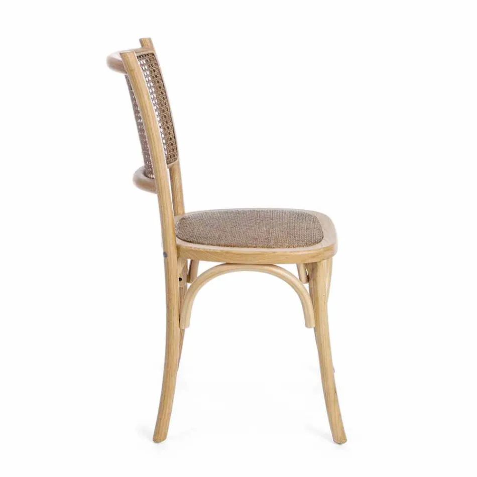 Scaun de sufragerie din Rattan și lemn Design clasic Homemotion - Meridia Viadurini