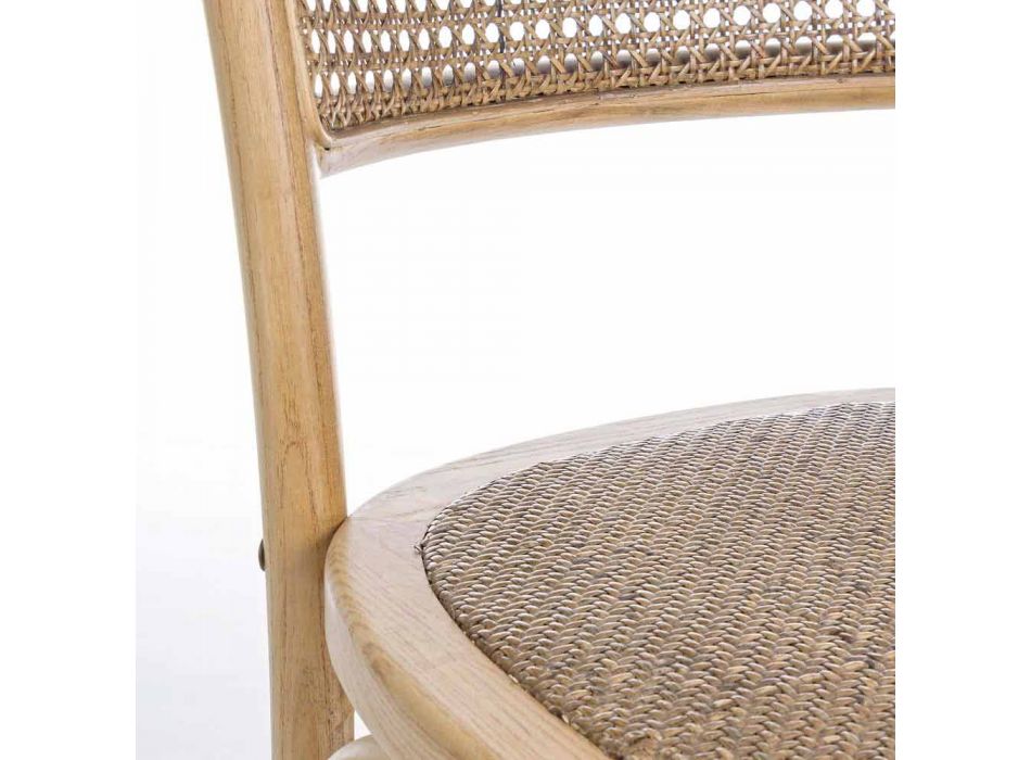 Scaun de sufragerie din Rattan și lemn Design clasic Homemotion - Meridia Viadurini