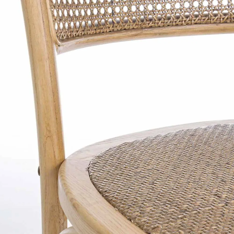 Scaun de sufragerie din Rattan și lemn Design clasic Homemotion - Meridia Viadurini